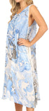 Vestido caftán Sakkas Ilaria para mujer, informal, holgado, sin mangas, con estampado acampanado y bolsillos