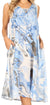 Vestido caftán Sakkas Ilaria para mujer, informal, holgado, sin mangas, con estampado acampanado y bolsillos