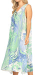 Vestido caftán Sakkas Ilaria para mujer, informal, holgado, sin mangas, con estampado acampanado y bolsillos