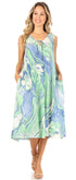 Vestido caftán Sakkas Ilaria para mujer, informal, holgado, sin mangas, con estampado acampanado y bolsillos