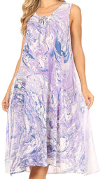 Vestido caftán Sakkas Ilaria para mujer, informal, holgado, sin mangas, con estampado acampanado y bolsillos