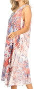 Vestido caftán Sakkas Ilaria para mujer, informal, holgado, sin mangas, con estampado acampanado y bolsillos
