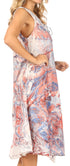 Vestido caftán Sakkas Ilaria para mujer, informal, holgado, sin mangas, con estampado acampanado y bolsillos