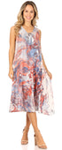 Vestido caftán Sakkas Ilaria para mujer, informal, holgado, sin mangas, con estampado acampanado y bolsillos