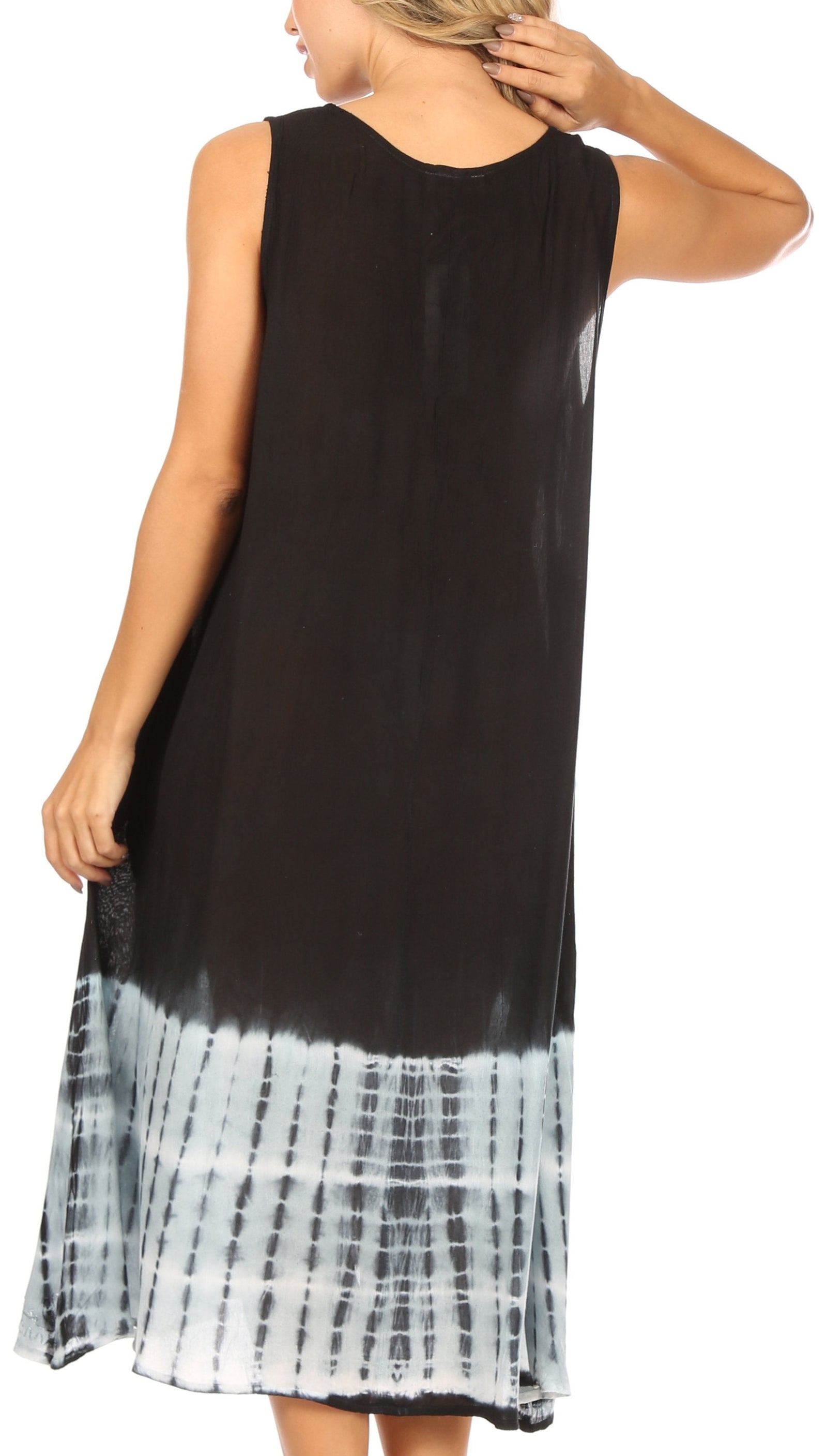 Vestido caftán Sakkas Ilaria para mujer, informal, holgado, sin mangas, con estampado acampanado y bolsillos
