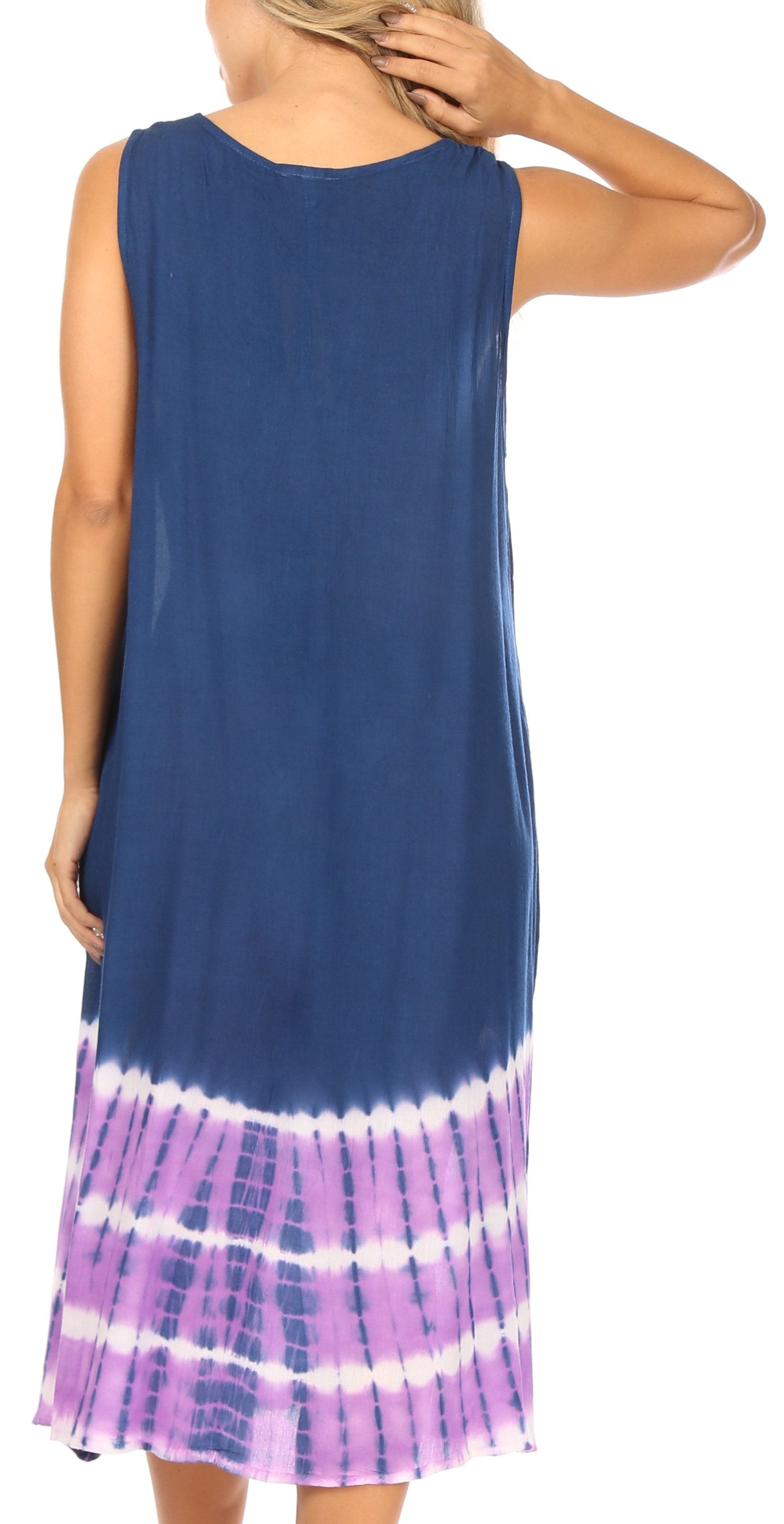 Vestido caftán Sakkas Ilaria para mujer, informal, holgado, sin mangas, con estampado acampanado y bolsillos