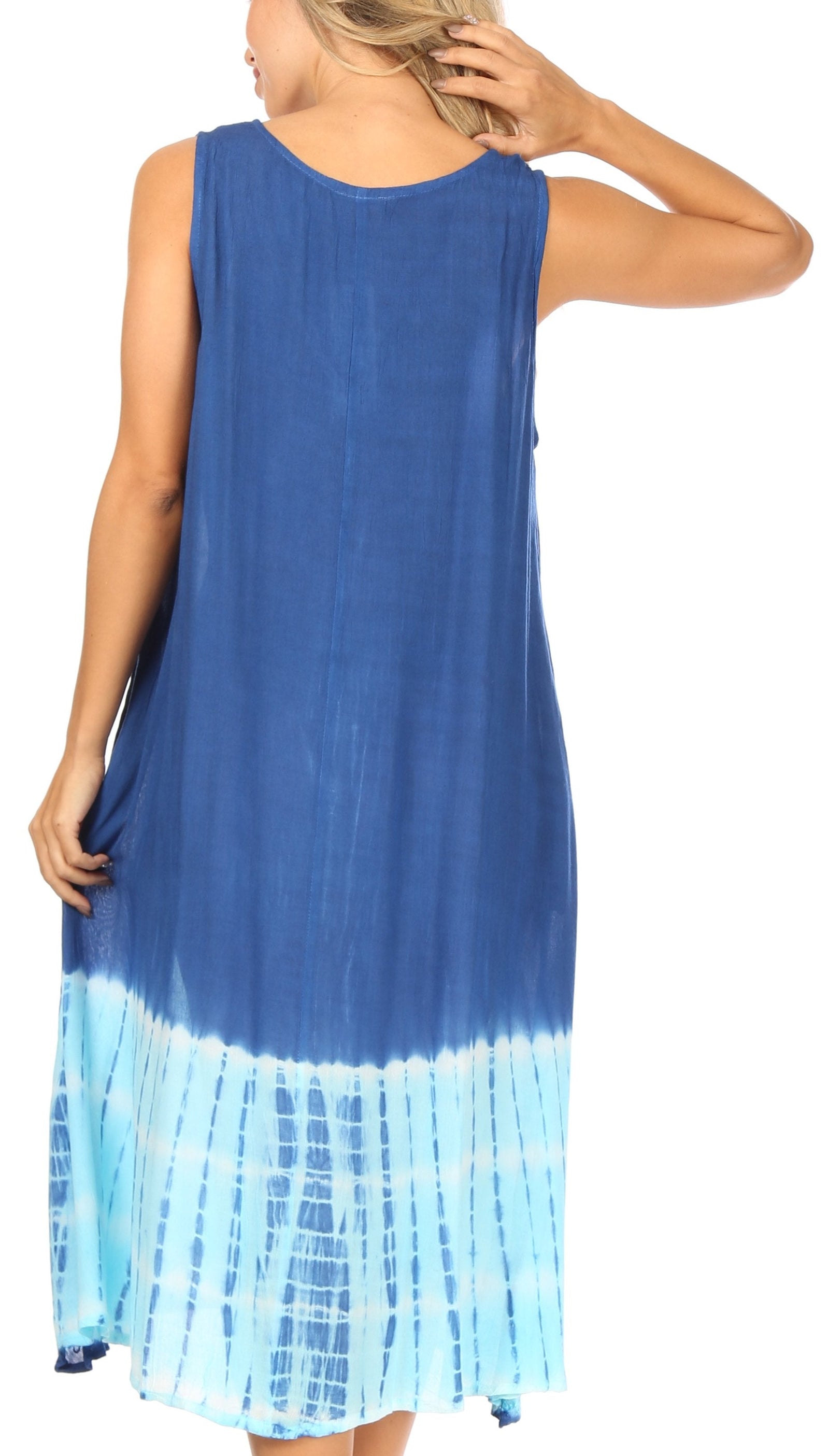 Vestido caftán Sakkas Ilaria para mujer, informal, holgado, sin mangas, con estampado acampanado y bolsillos