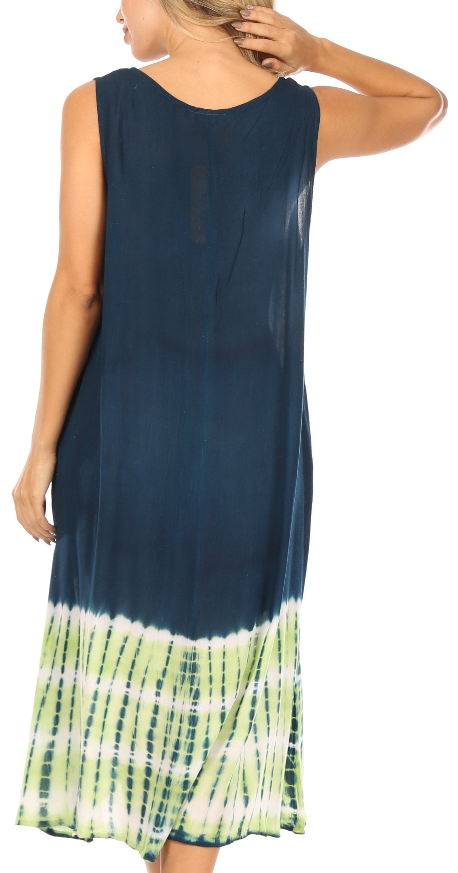 Vestido caftán Sakkas Ilaria para mujer, informal, holgado, sin mangas, con estampado acampanado y bolsillos