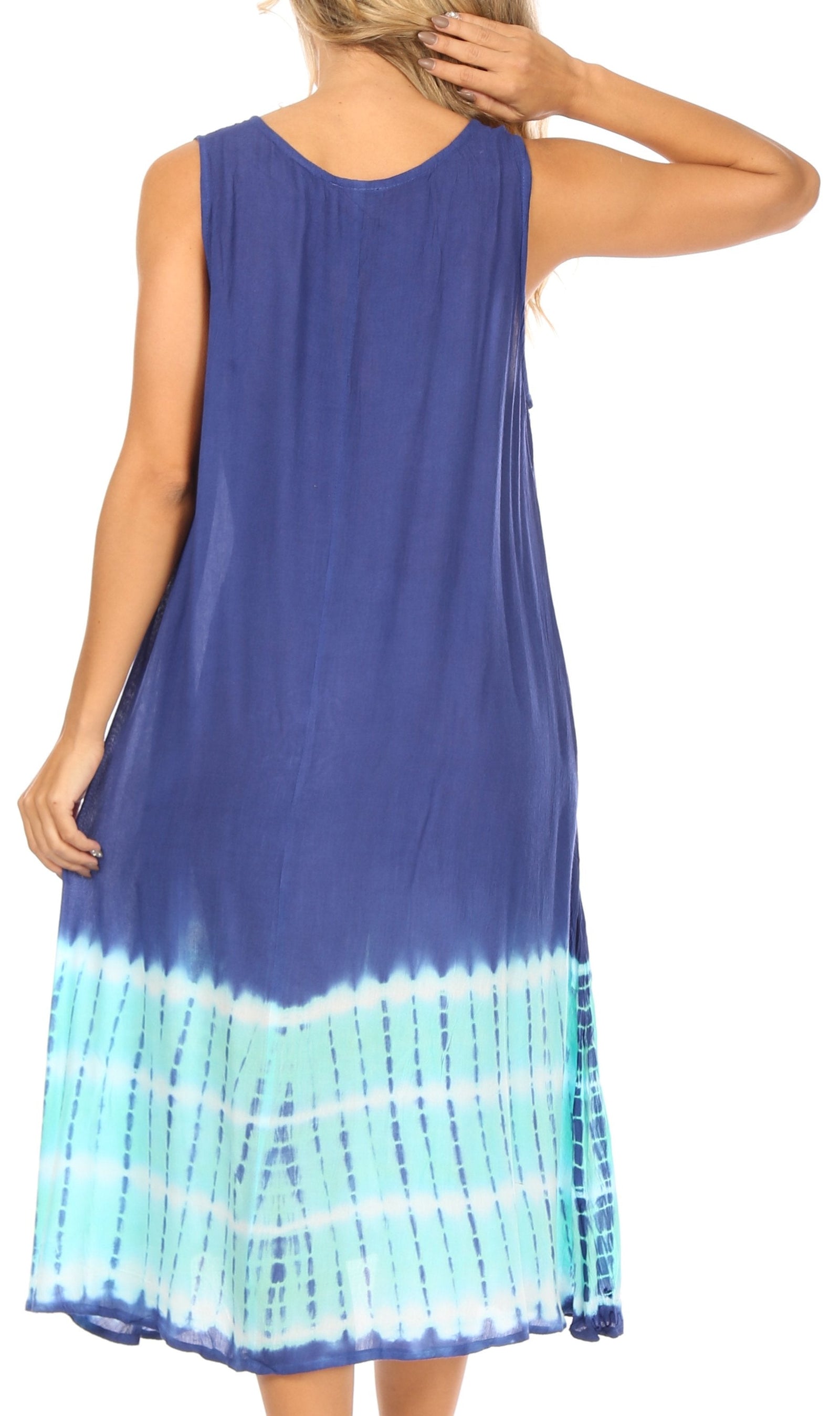 Vestido caftán Sakkas Ilaria para mujer, informal, holgado, sin mangas, con estampado acampanado y bolsillos