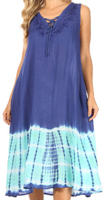 Vestido caftán Sakkas Ilaria para mujer, informal, holgado, sin mangas, con estampado acampanado y bolsillos