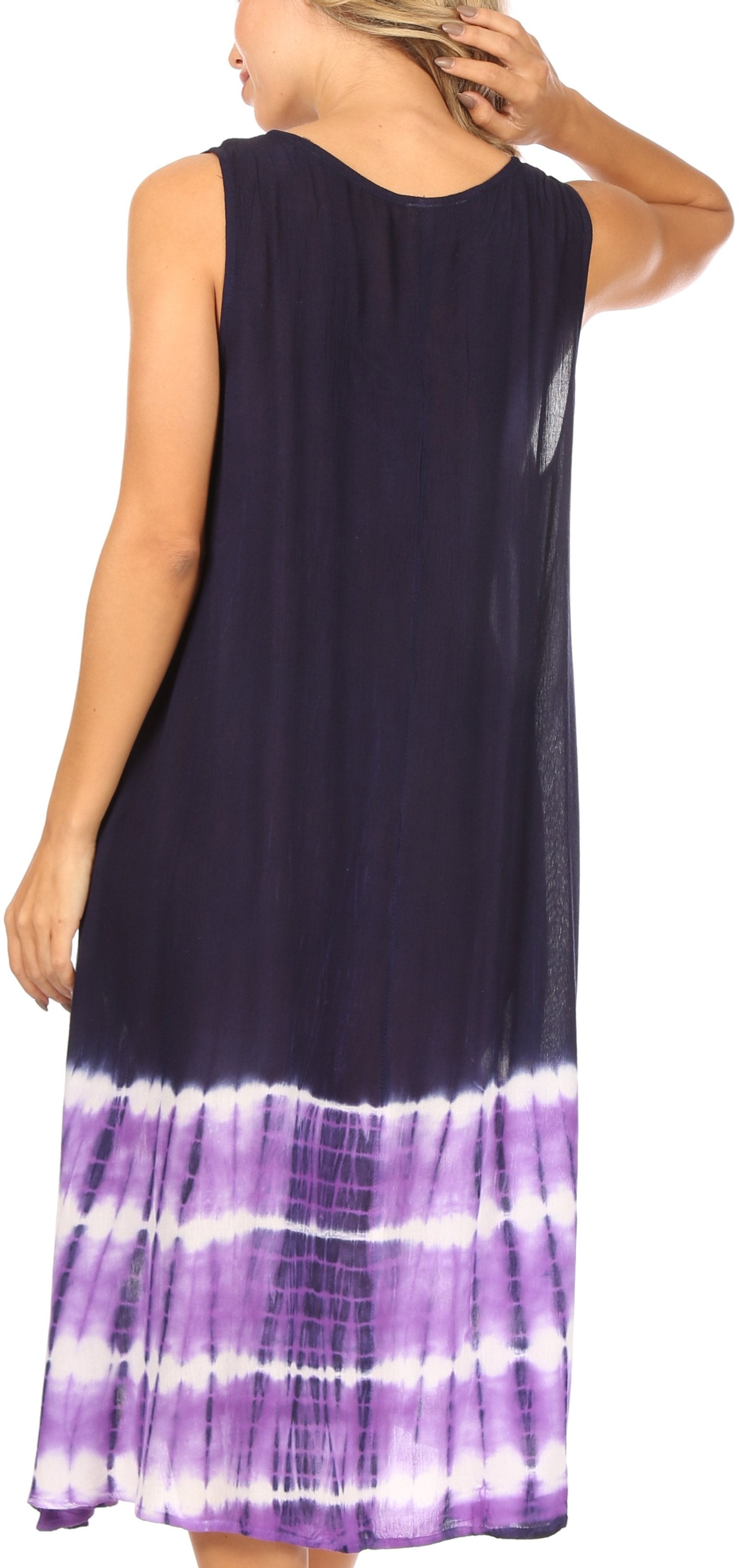 Vestido caftán Sakkas Ilaria para mujer, informal, holgado, sin mangas, con estampado acampanado y bolsillos