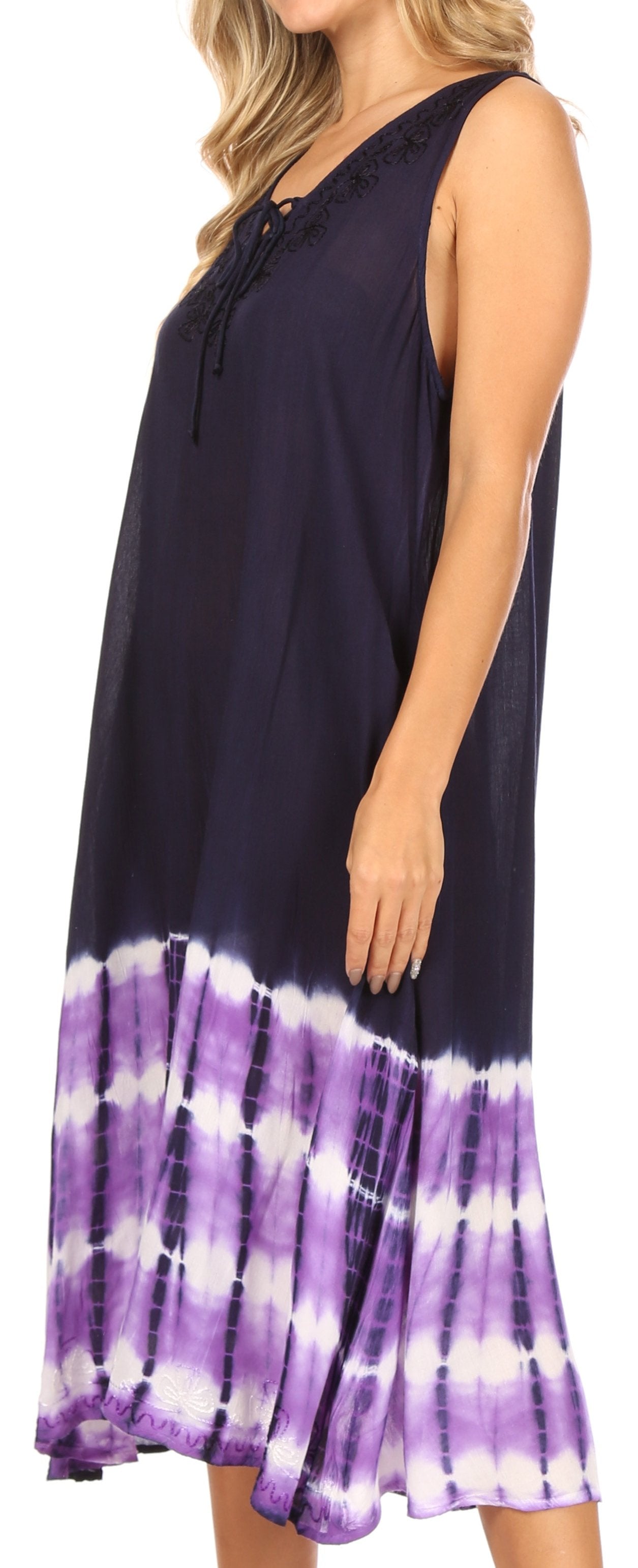 Vestido caftán Sakkas Ilaria para mujer, informal, holgado, sin mangas, con estampado acampanado y bolsillos