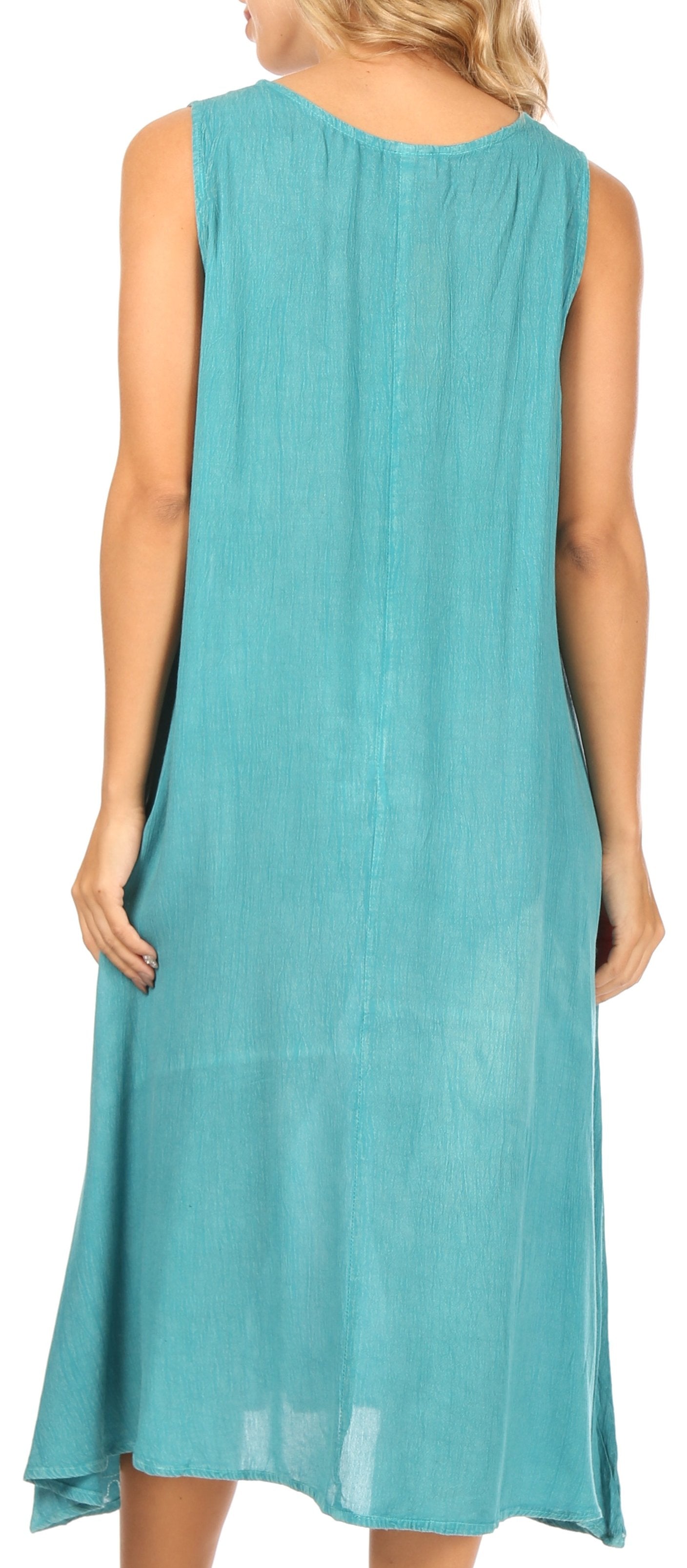 Vestido caftán Sakkas Ilaria para mujer, informal, holgado, sin mangas, con estampado acampanado y bolsillos