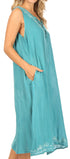 Vestido caftán Sakkas Ilaria para mujer, informal, holgado, sin mangas, con estampado acampanado y bolsillos