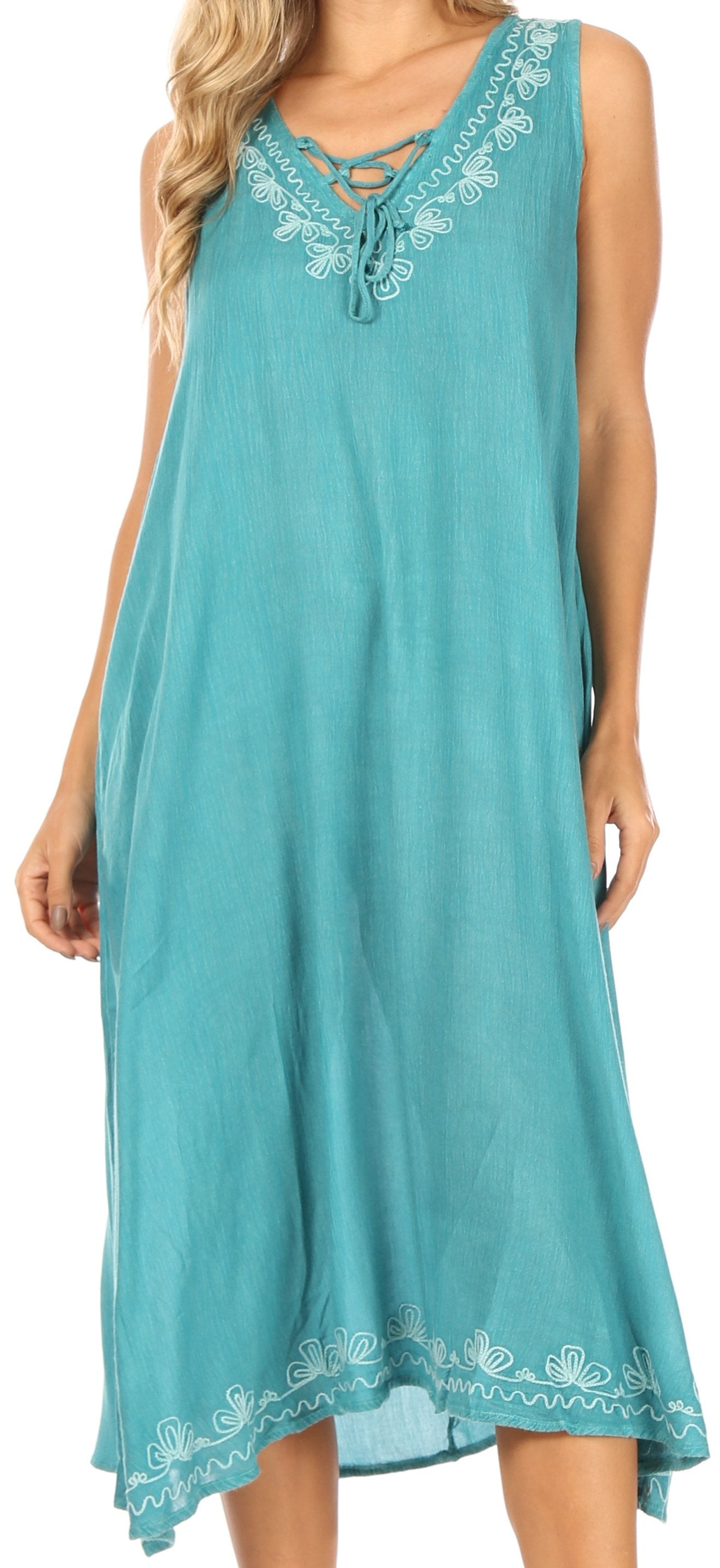 Vestido caftán Sakkas Ilaria para mujer, informal, holgado, sin mangas, con estampado acampanado y bolsillos