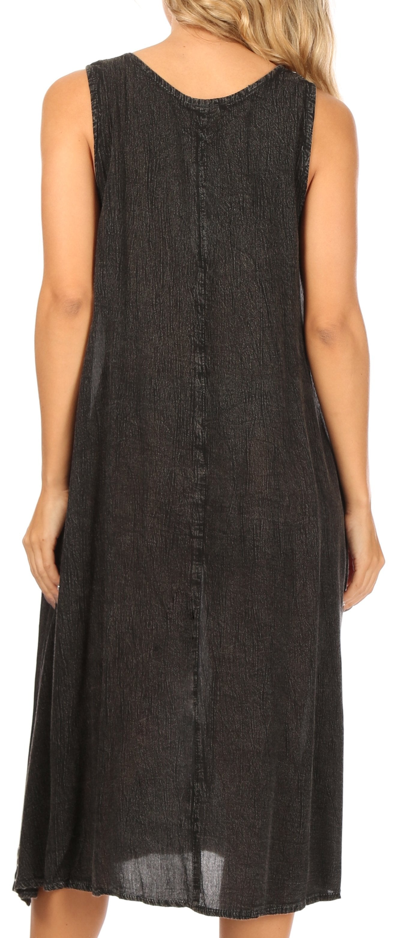 Vestido caftán Sakkas Ilaria para mujer, informal, holgado, sin mangas, con estampado acampanado y bolsillos