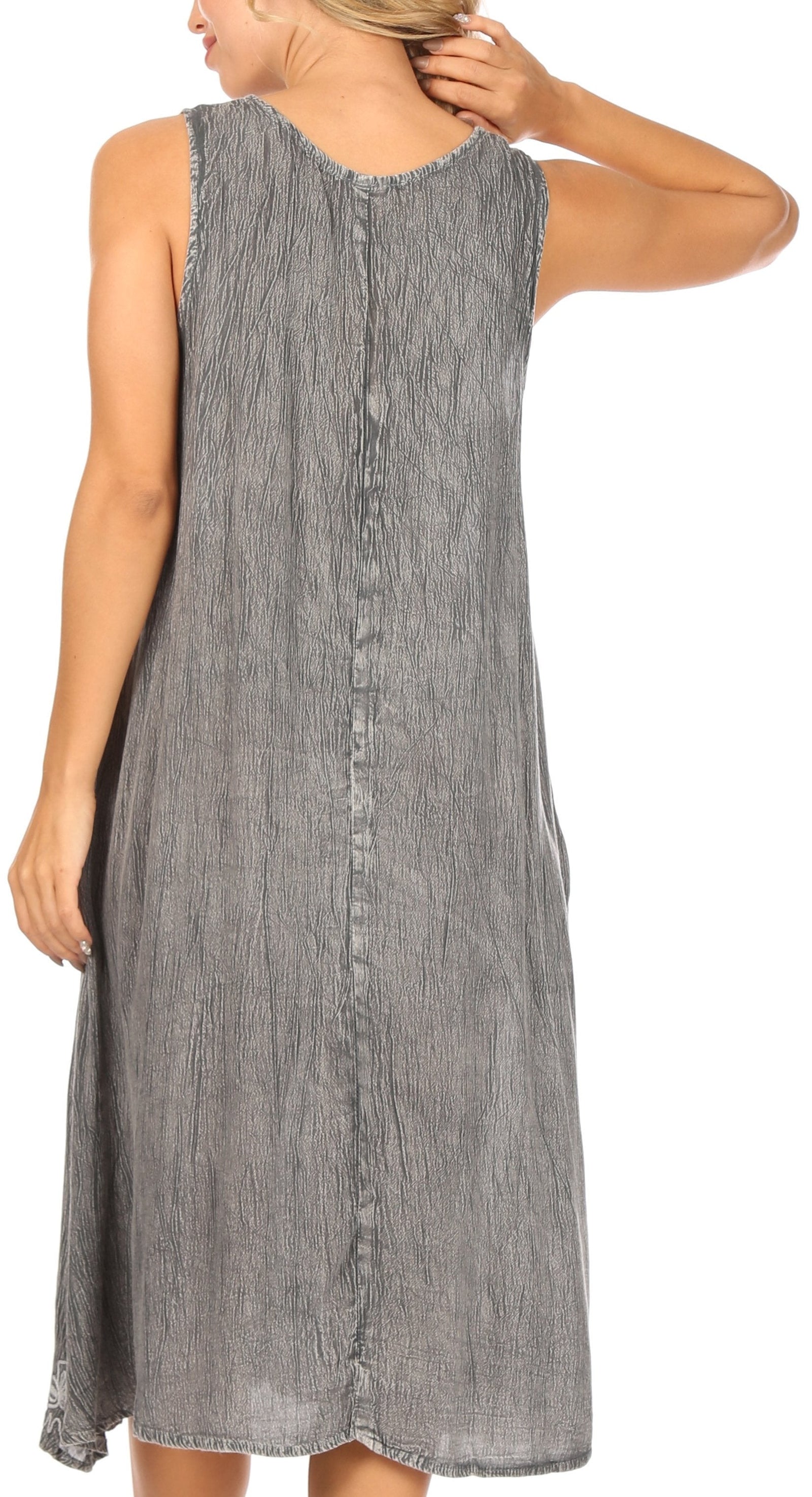 Vestido caftán Sakkas Ilaria para mujer, informal, holgado, sin mangas, con estampado acampanado y bolsillos