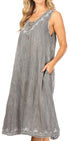 Vestido caftán Sakkas Ilaria para mujer, informal, holgado, sin mangas, con estampado acampanado y bolsillos