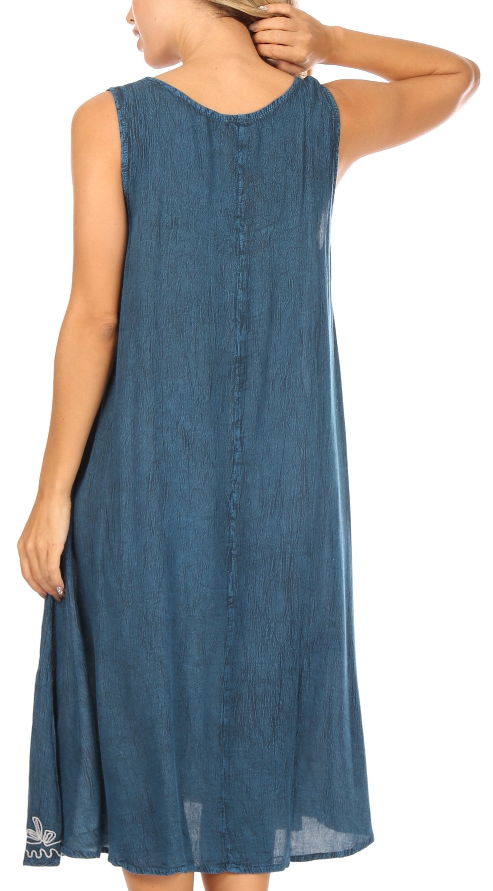 Vestido caftán Sakkas Ilaria para mujer, informal, holgado, sin mangas, con estampado acampanado y bolsillos