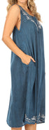 Vestido caftán Sakkas Ilaria para mujer, informal, holgado, sin mangas, con estampado acampanado y bolsillos