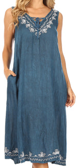 Vestido caftán Sakkas Ilaria para mujer, informal, holgado, sin mangas, con estampado acampanado y bolsillos