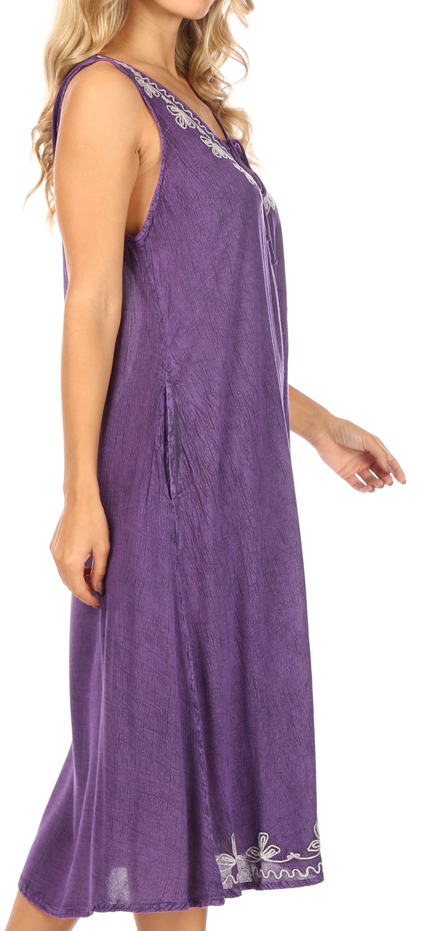 Vestido caftán Sakkas Ilaria para mujer, informal, holgado, sin mangas, con estampado acampanado y bolsillos