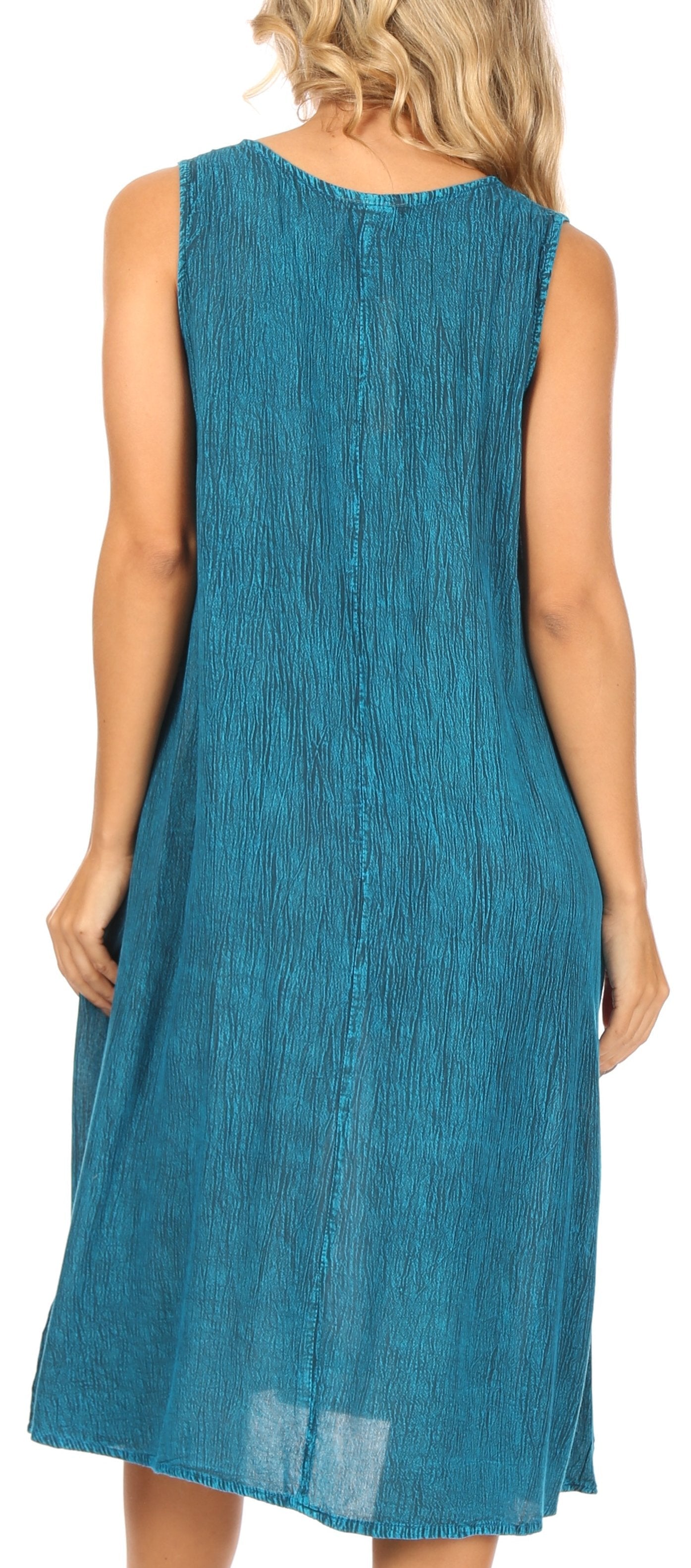 Vestido caftán Sakkas Ilaria para mujer, informal, holgado, sin mangas, con estampado acampanado y bolsillos