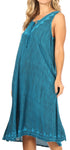 Vestido caftán Sakkas Ilaria para mujer, informal, holgado, sin mangas, con estampado acampanado y bolsillos