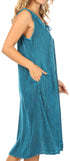 Vestido caftán Sakkas Ilaria para mujer, informal, holgado, sin mangas, con estampado acampanado y bolsillos
