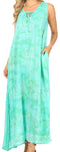 Sakkas Leonor Women's Maxi Sleeveless Tank Long Print Dress with Pockets and Ties