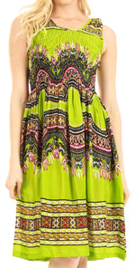 Sakkas Darcia Women's Casual Summer Cocktail Elastic Stretchy Dashiki Print Dress
