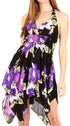 Sakkas Svana Women's V-neck Spaghetti Strap Floral Print Summer Casual Short Dress