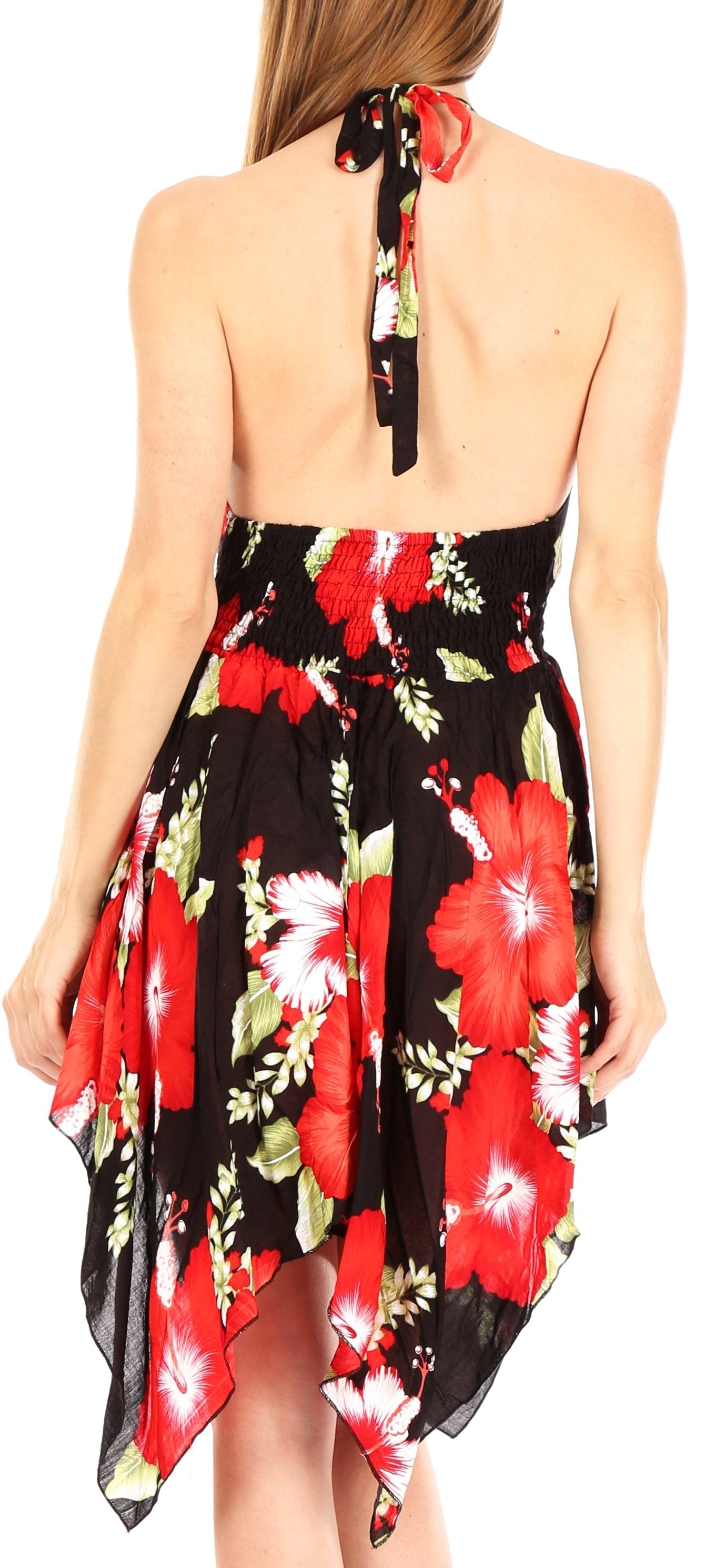 Sakkas Svana Women's V-neck Spaghetti Strap Floral Print Summer Casual Short Dress
