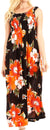 Sakkas Iyabo Women's Sleeveless Casual Summer Floral Print Dress Maxi Long Stretch