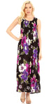 Sakkas Iyabo Women's Sleeveless Casual Summer Floral Print Dress Maxi Long Stretch
