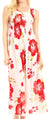 Sakkas Iyabo Women's Sleeveless Casual Summer Floral Print Dress Maxi Long Stretch