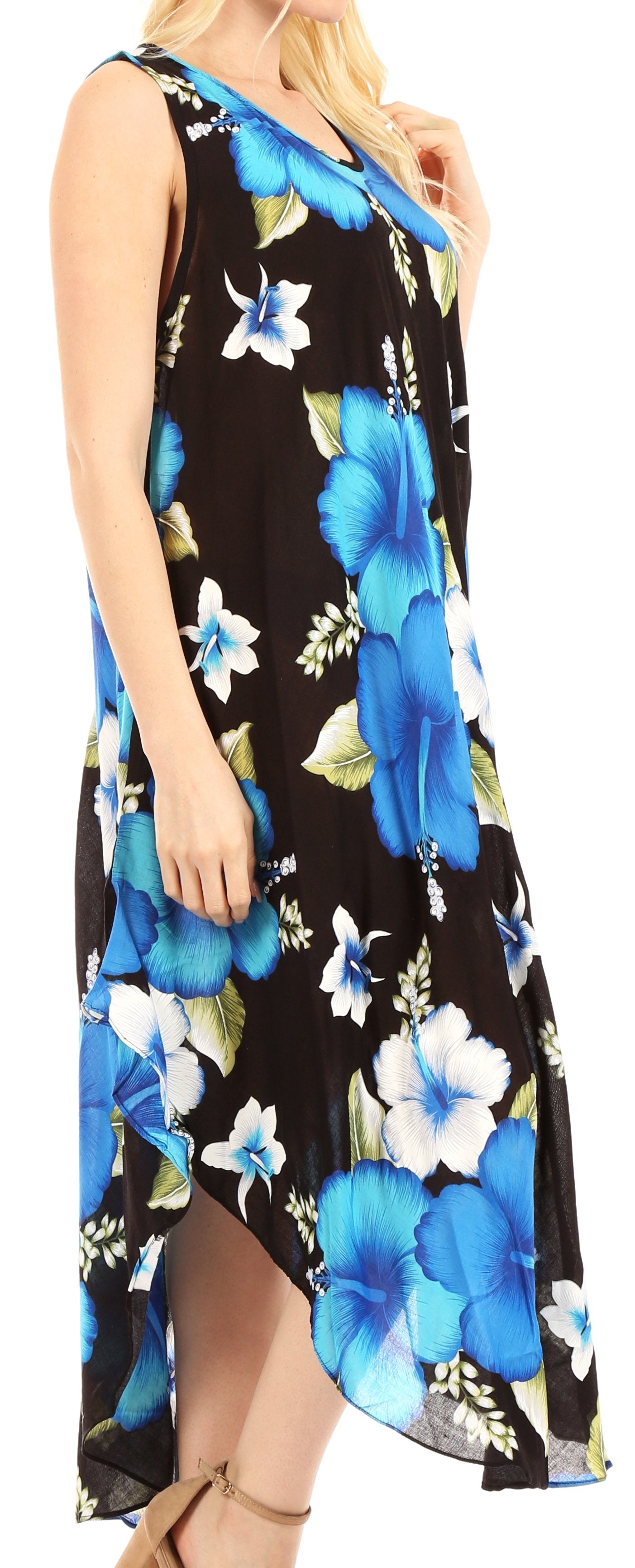 Vestido informal de verano para mujer, holgado, sin mangas, con estampado floral, de Sakkas Aba