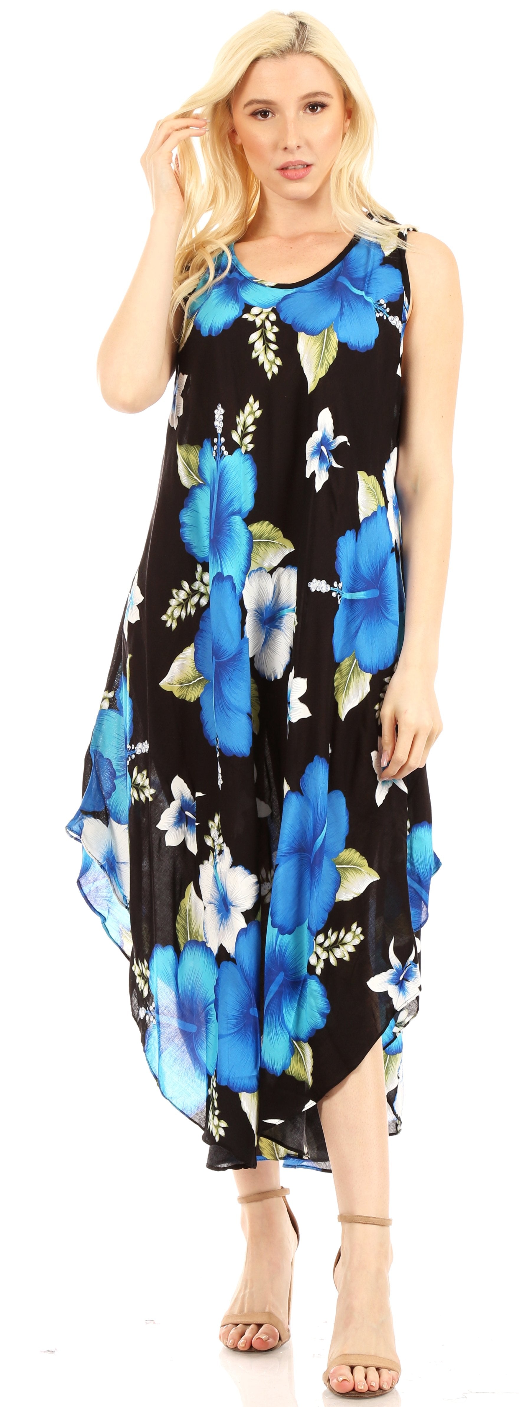 Vestido informal de verano para mujer, holgado, sin mangas, con estampado floral, de Sakkas Aba