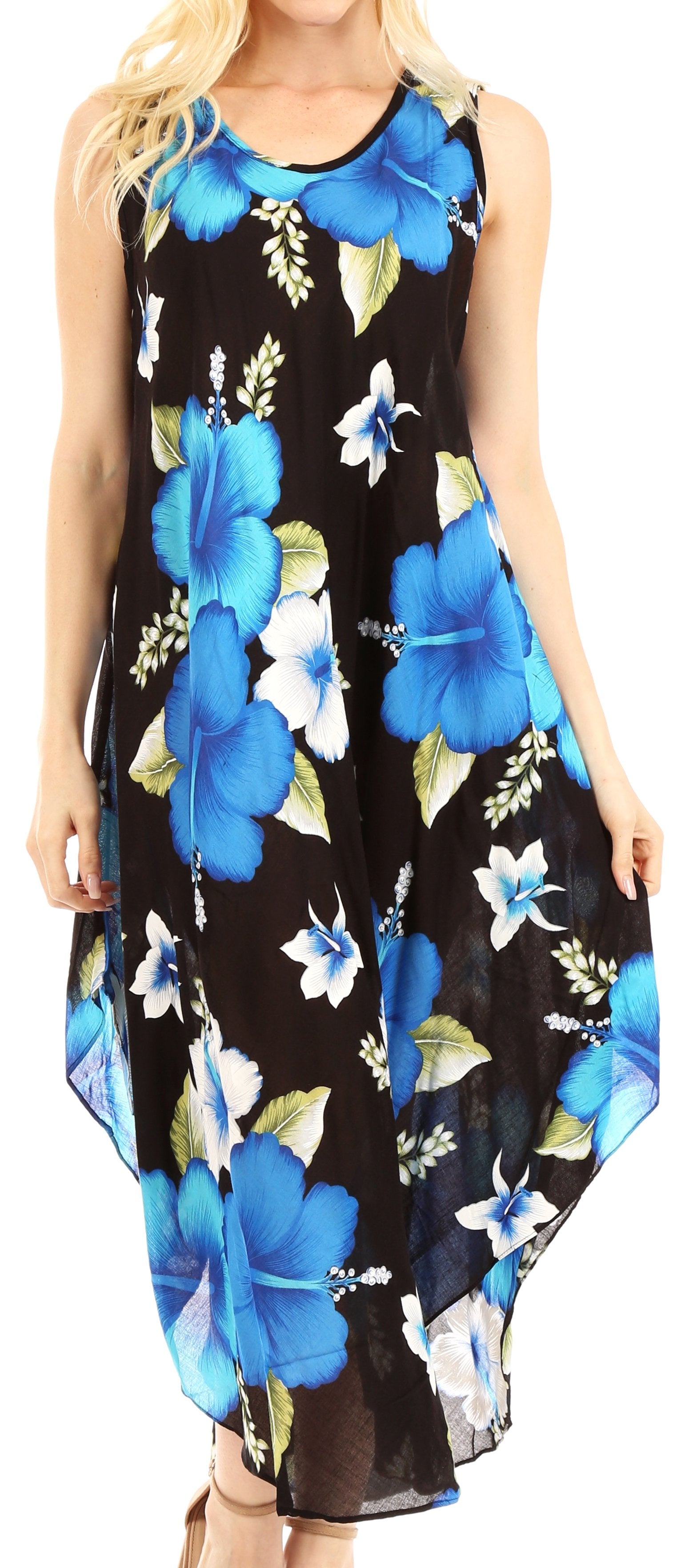 Vestido informal de verano para mujer, holgado, sin mangas, con estampado floral, de Sakkas Aba