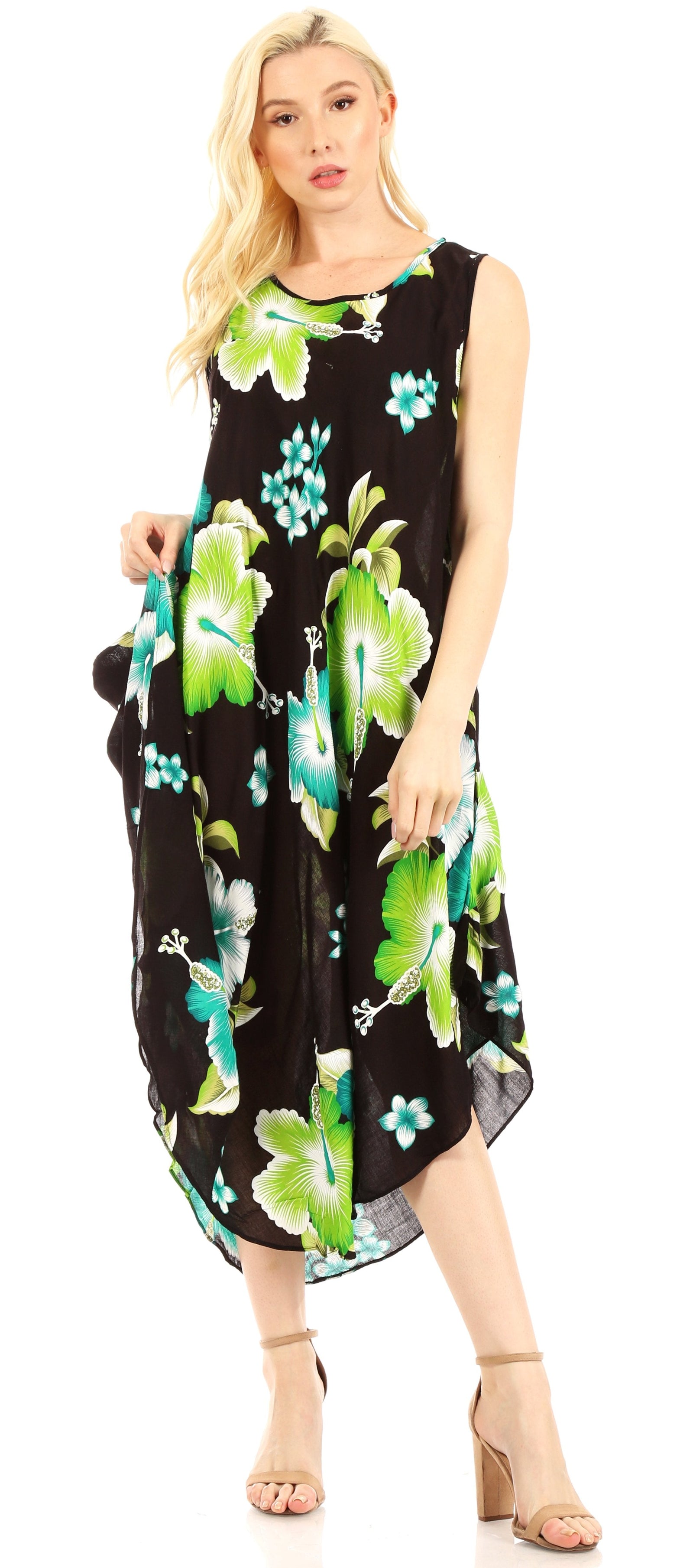 Vestido informal de verano para mujer, holgado, sin mangas, con estampado floral, de Sakkas Aba