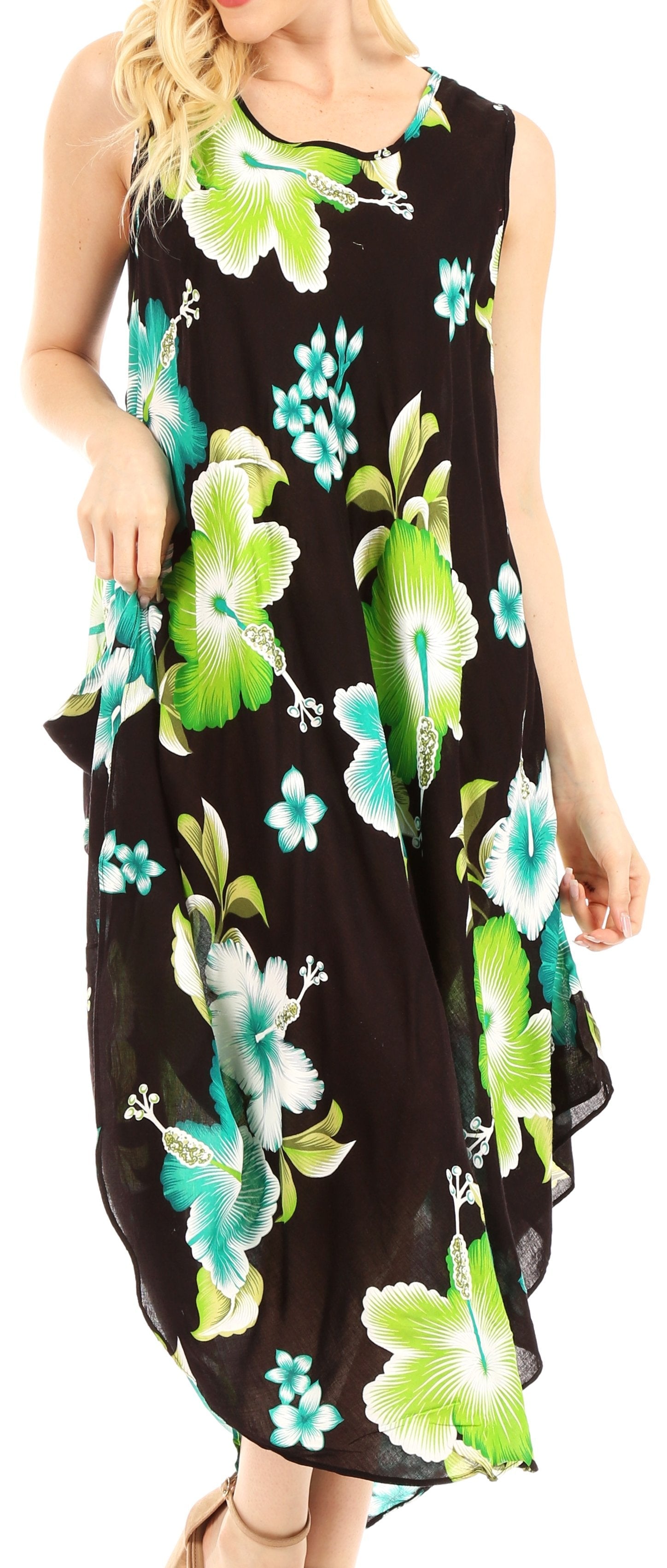 Vestido informal de verano para mujer, holgado, sin mangas, con estampado floral, de Sakkas Aba