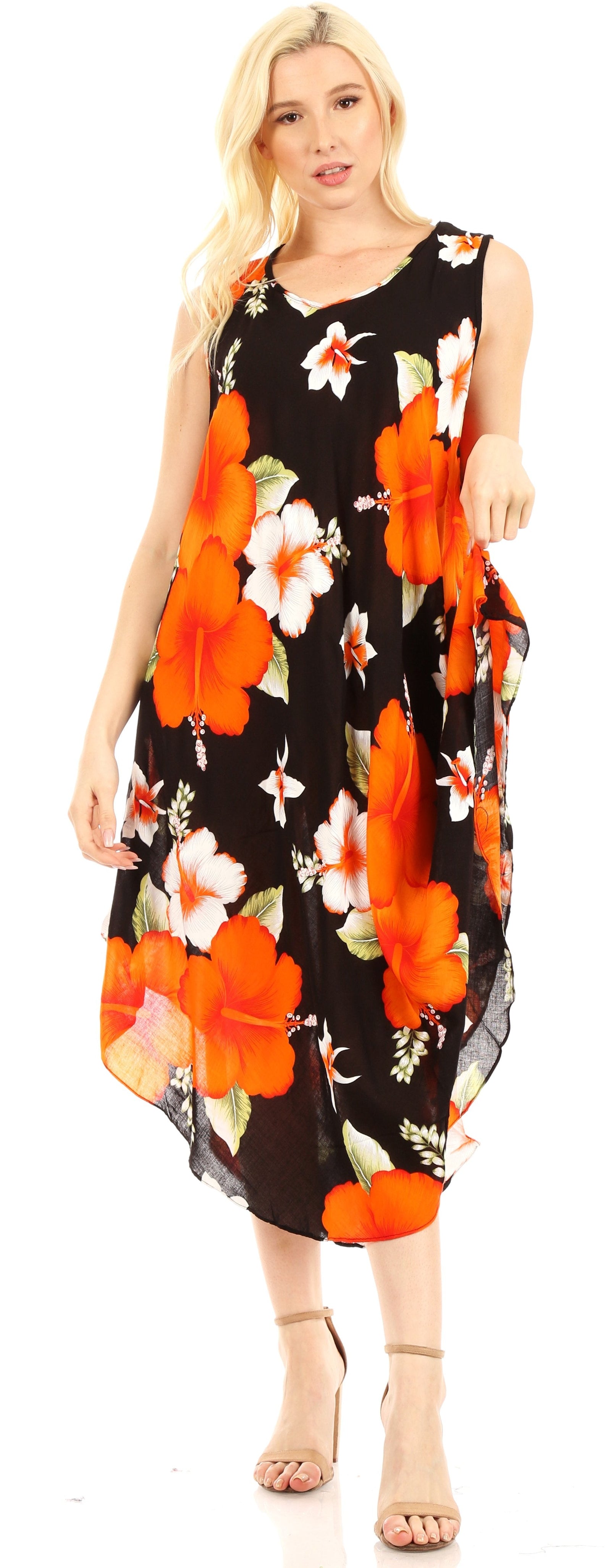 Vestido informal de verano para mujer, holgado, sin mangas, con estampado floral, de Sakkas Aba
