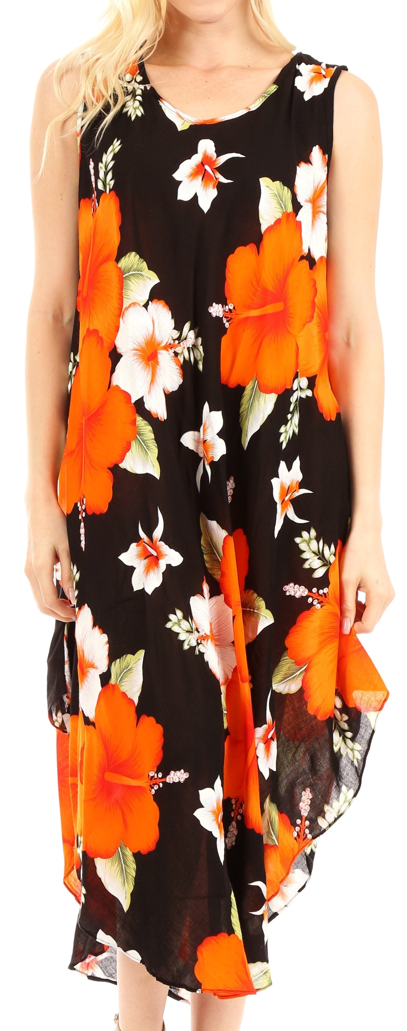Vestido informal de verano para mujer, holgado, sin mangas, con estampado floral, de Sakkas Aba