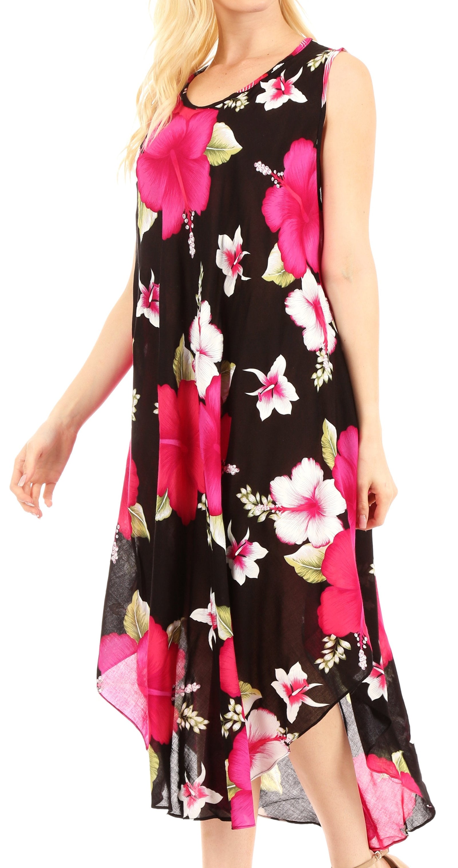 Vestido informal de verano para mujer, holgado, sin mangas, con estampado floral, de Sakkas Aba