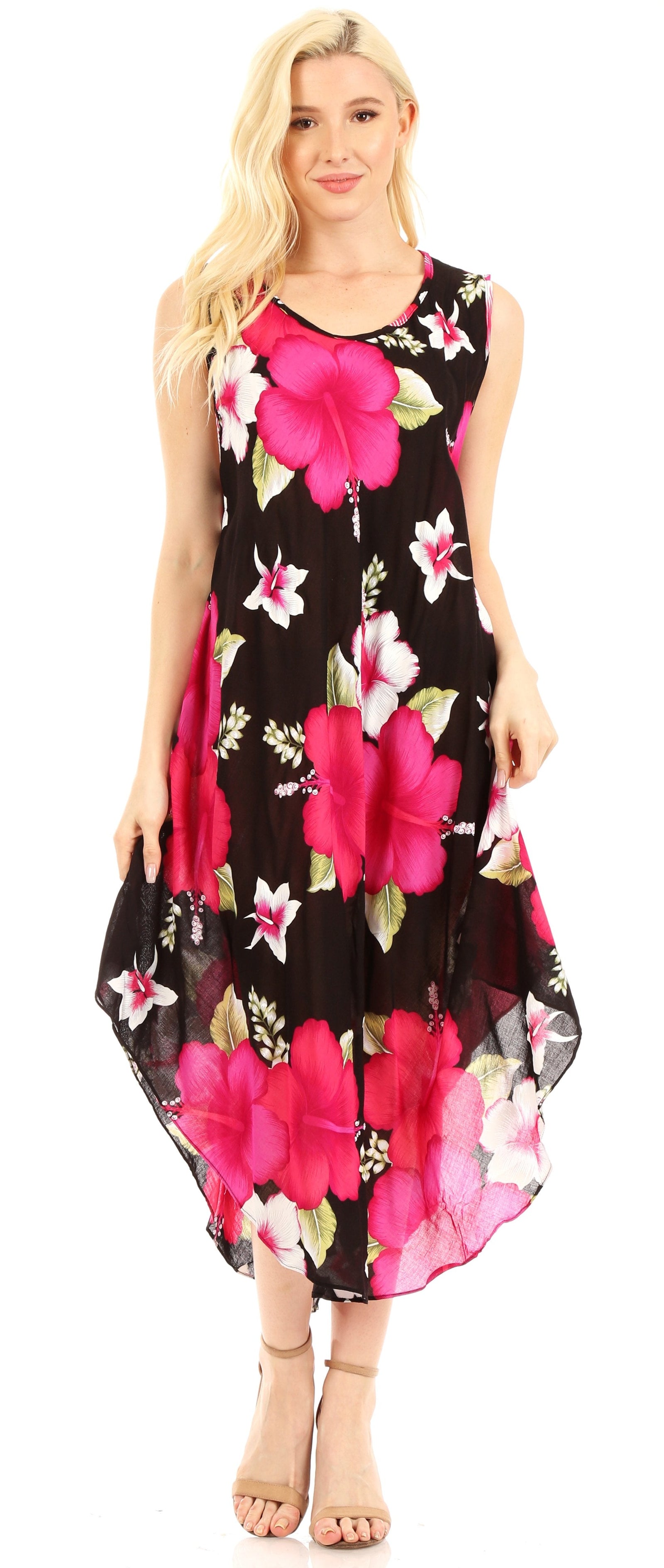 Vestido informal de verano para mujer, holgado, sin mangas, con estampado floral, de Sakkas Aba