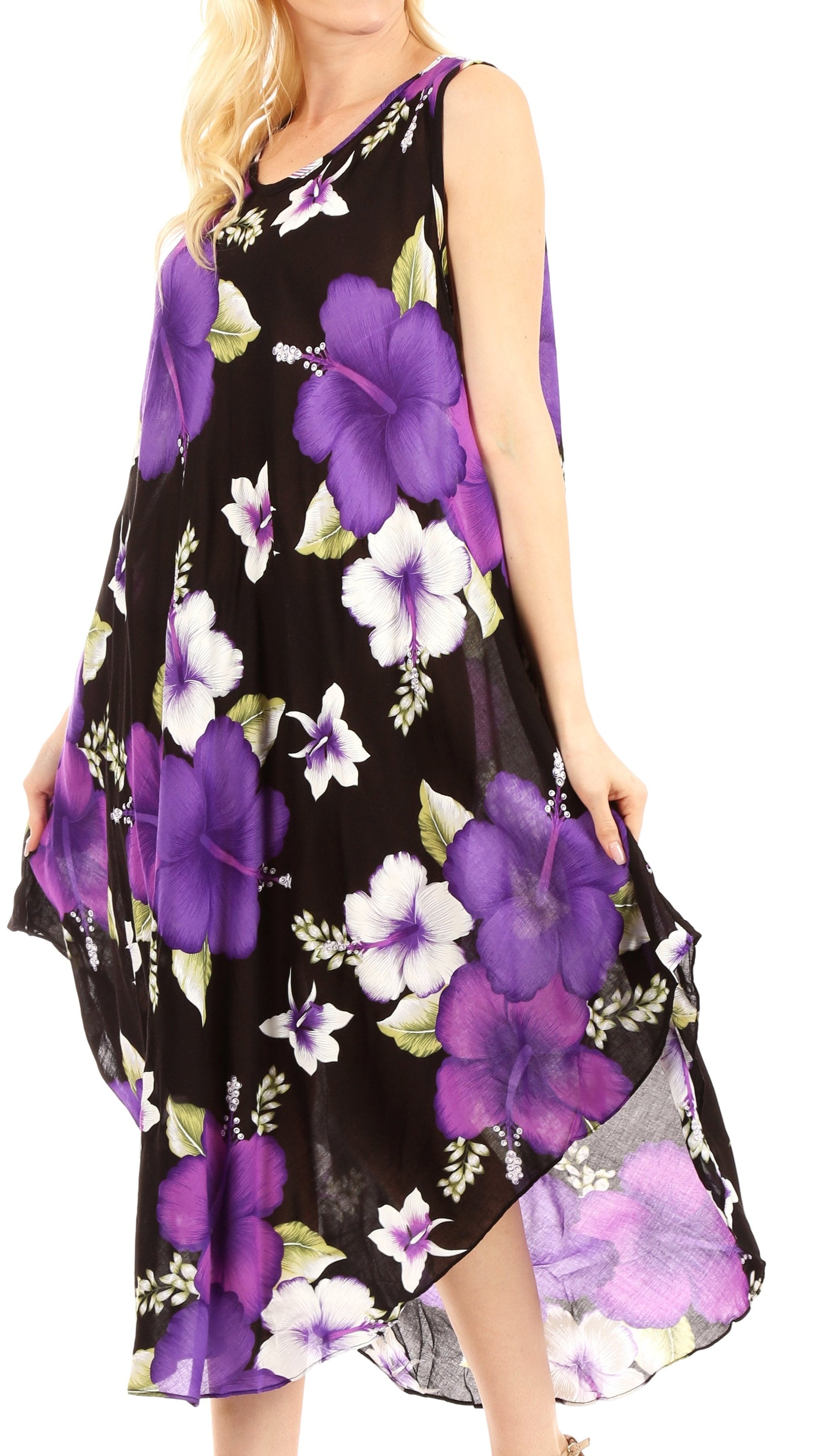 Vestido informal de verano para mujer, holgado, sin mangas, con estampado floral, de Sakkas Aba