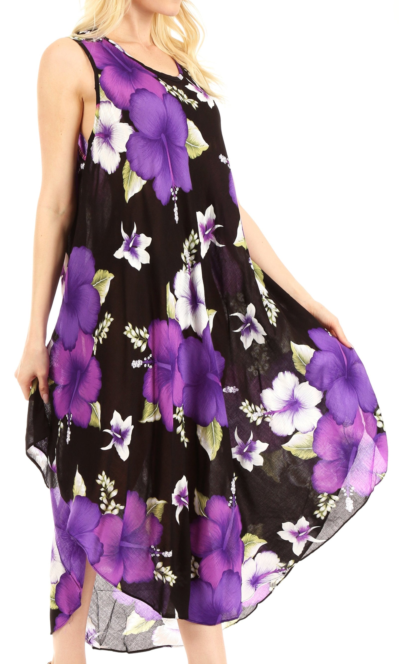 Vestido informal de verano para mujer, holgado, sin mangas, con estampado floral, de Sakkas Aba