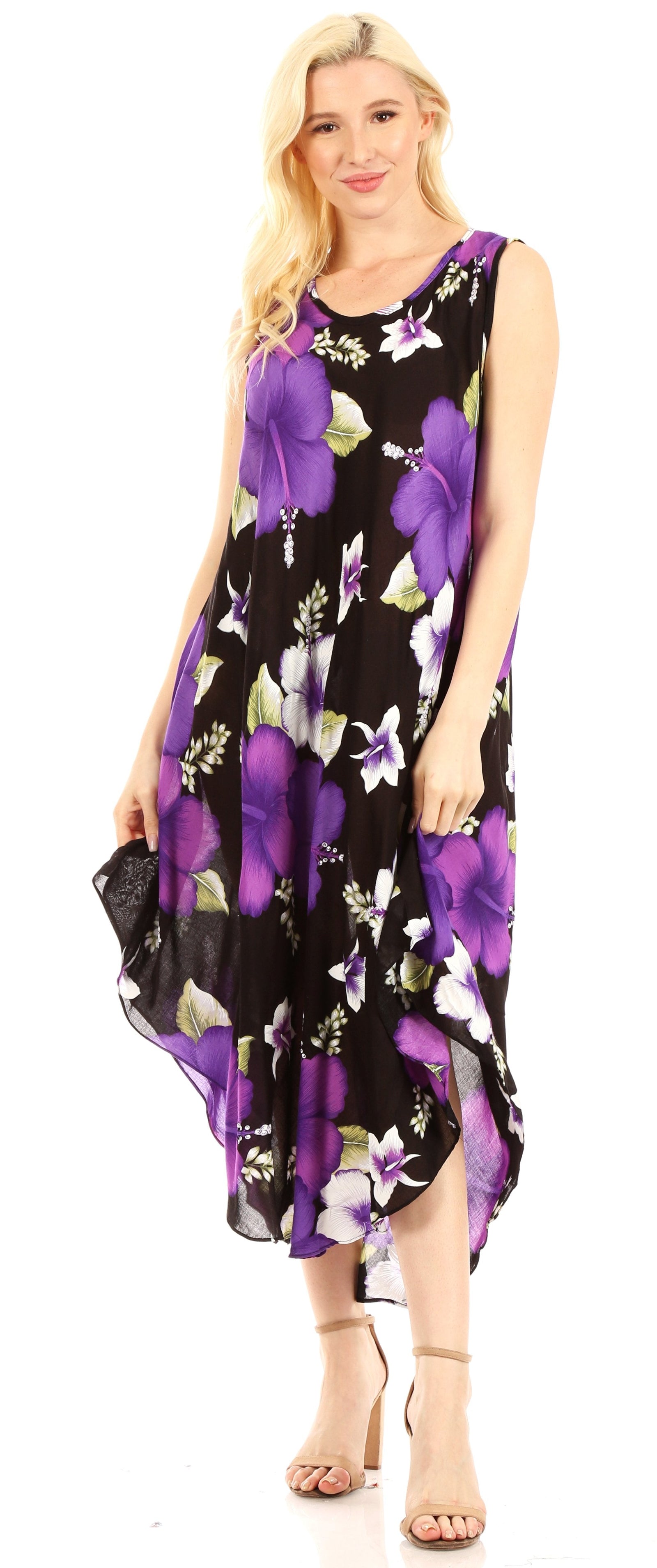 Vestido informal de verano para mujer, holgado, sin mangas, con estampado floral, de Sakkas Aba