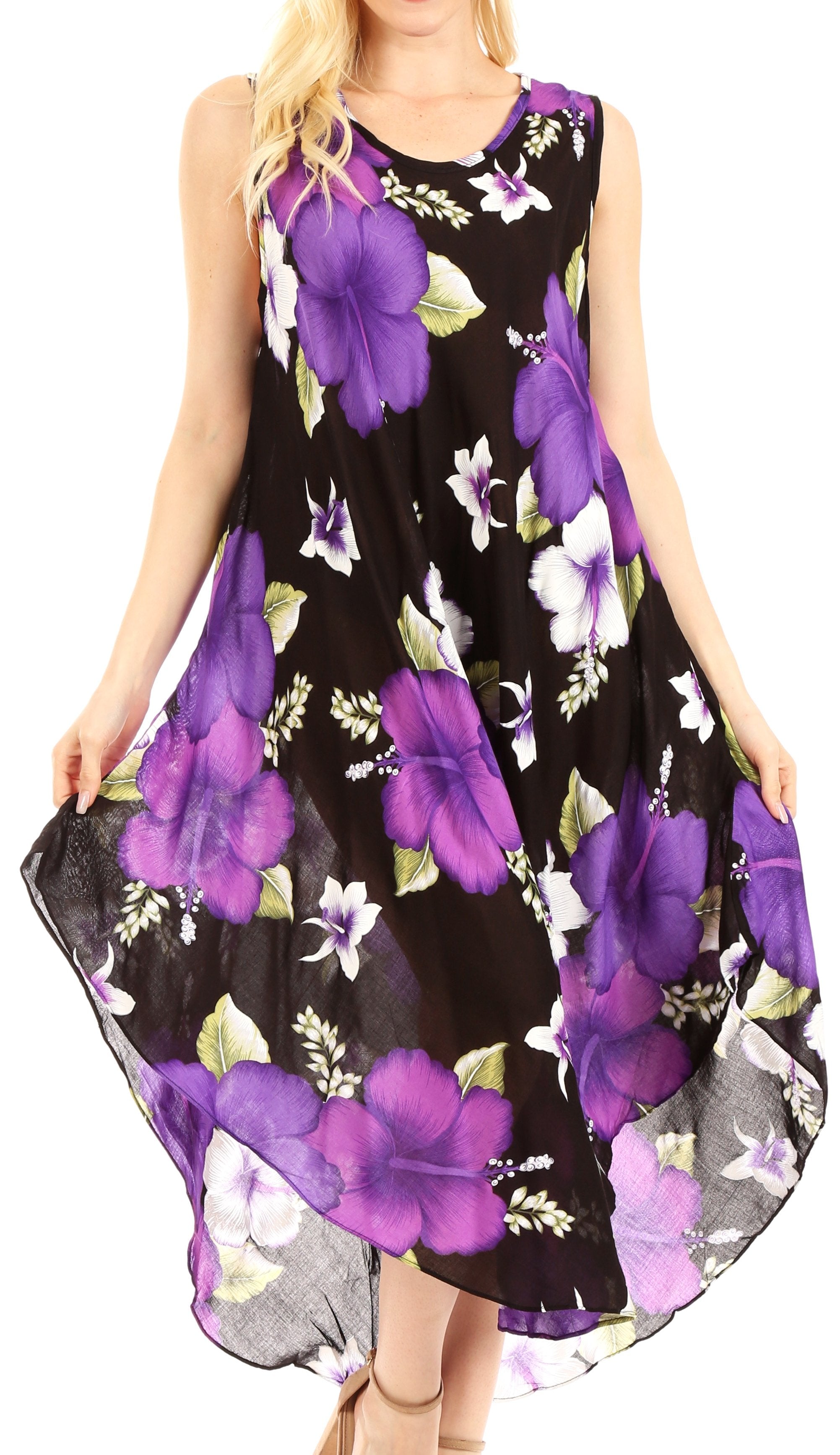Vestido informal de verano para mujer, holgado, sin mangas, con estampado floral, de Sakkas Aba