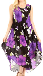 Vestido informal de verano para mujer, holgado, sin mangas, con estampado floral, de Sakkas Aba